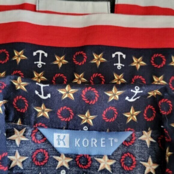KORET - Nautical Red white and Blue Button Down Shirt Women’s Sz M - Picture 5 of 9